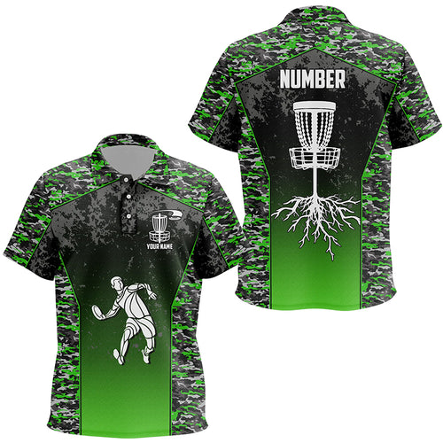 Green Camo Unisex Kids Disc Golf Polo Shirt Custom Camouflage Golf Shirts For Kid Disc Golf Gifts LDT0562