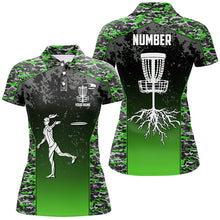 Load image into Gallery viewer, Green Camo Womens Disc Golf Polo Shirt Custom Camouflage Golf Shirts For Women Disc Golf Gift LDT0562