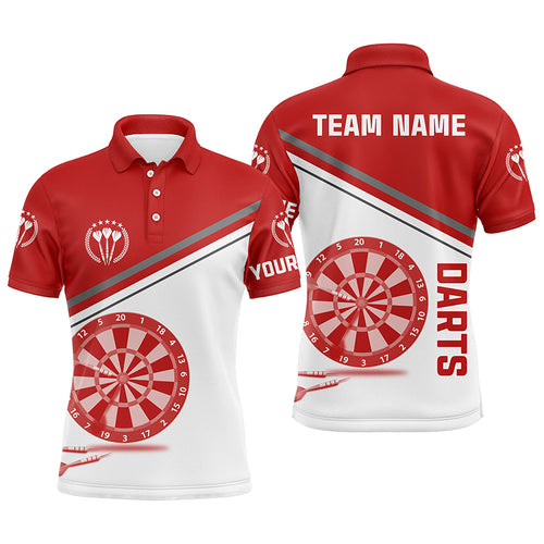 Red White Mens Darts Polo Shirt With Name Customized Darts Shirts For Men Dart Jerseys LDT1297
