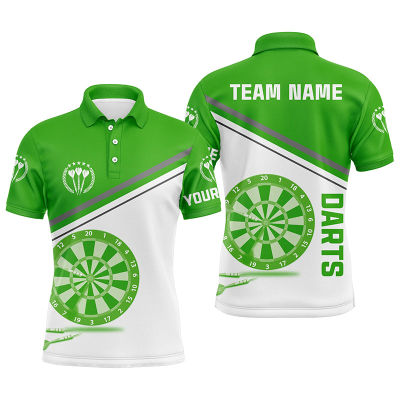 Green White Mens Darts Polo Shirt With Name Customized Darts Shirts For Men Dart Jerseys LDT1298
