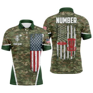 Mens Disc Golf Vintage Camouflage American Flag Custom Patriotic Disc Golf Shirts For Women LDT0289