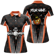 Load image into Gallery viewer, Happy Halloween Golf Polo Shirts Custom Orange Black Golf Shirts For Women, Crazy Golf Gifts LDT0322