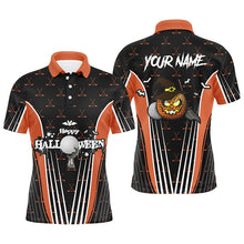Load image into Gallery viewer, Happy Halloween Mens Golf Polo Shirts Custom Orange Black Golf Shirts For Men, Crazy Golf Gifts LDT0322