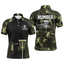 Load image into Gallery viewer, Green Camo Mens Disc Golf Polo Shirts, Custom Camouflage Golf Shirts For Men, Disc Golf Gifts LDT0086