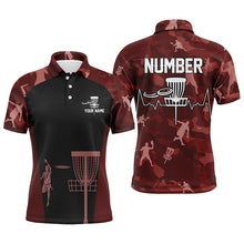 Load image into Gallery viewer, Red Camo Mens Disc Golf Polo Shirts, Custom Camouflage Golf Shirts For Men, Disc Golf Gifts LDT0087