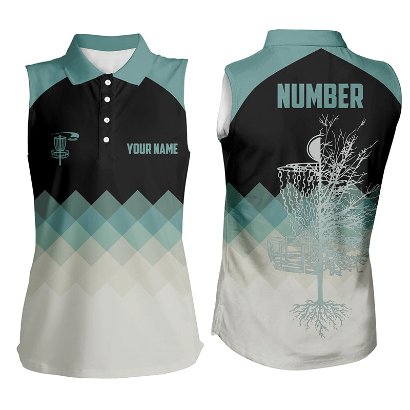 Mint Argyle Womens Sleeveless Disc Golf Shirt, Personalized Disc Golf Shirts For Women, Golf Gifts LDT0092
