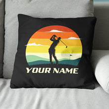 Load image into Gallery viewer, Sunset Golfer Vintage Custom Throw Pillow Personalized Golfing Gifts LDT1138