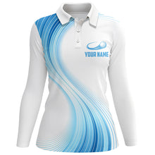 Load image into Gallery viewer, Blue White Womens Golf Polo Shirts Custom Name Golf Shirts For Women Personalized Golf Gifts LDT1317
