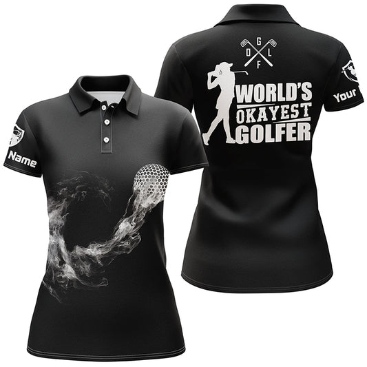 Black And White Womens Golf Polo Shirts, Custom Name Golf Shirts For Ladies, Cool Golf Gifts LDT0144