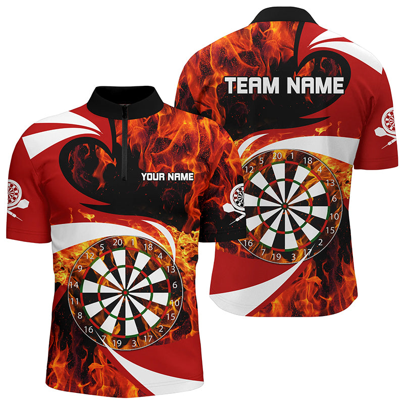 Fire Flame Dartboard Mens Dart Quarter-Zip Shirts Custom Darts Shirt For Men Dart Jerseys LDT1365
