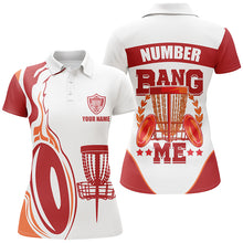 Load image into Gallery viewer, Bang Me Womens Disc Golf Shirts, Red White Customized Polo Shirt For Womens, Disc Golf Disc LDT0160