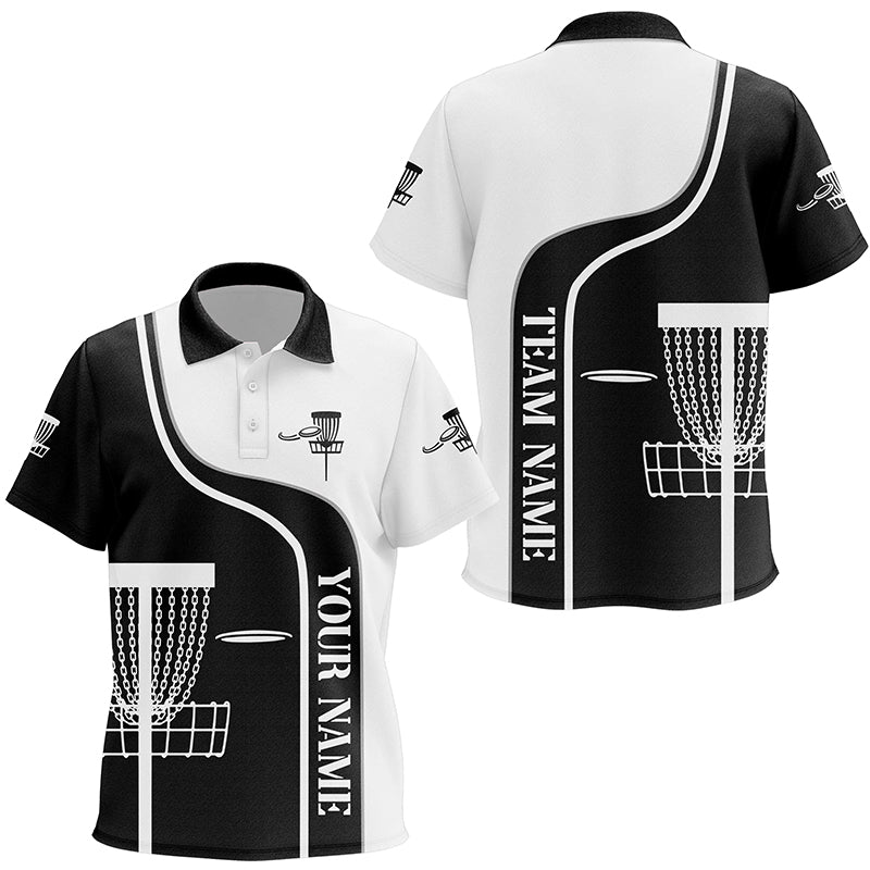 Personalized Disc Golf Basket Black White Kids Polo Shirt Custom Disc Golf Shirts For Kid LDT0721