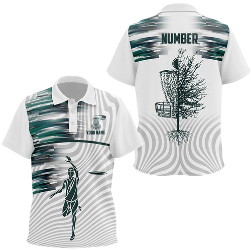 Green White Kids Disc Golf Polo Shirts Custom Disc Golf Basket Tops For Kid Golfing Gifts LDT1371