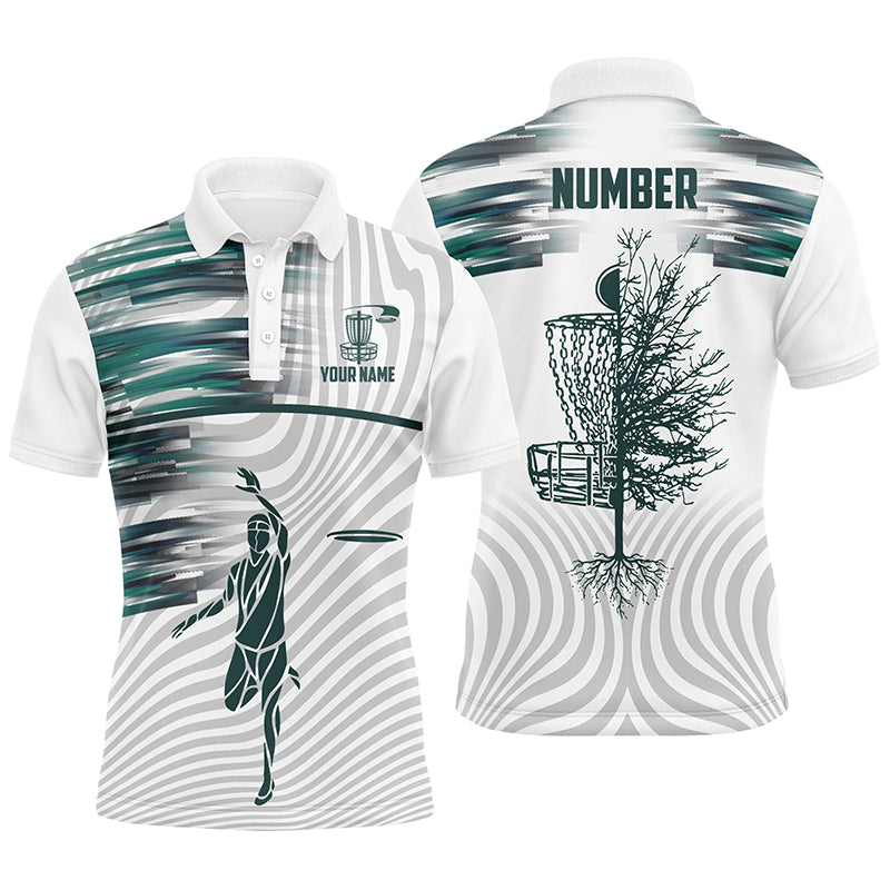 Green White Mens Disc Golf Polo Shirts Custom Disc Golf Basket Shirts For Men Golfing Gifts LDT1371