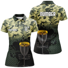 Load image into Gallery viewer, Green Camo Womens Disc Golf Polo Shirts Customized Camo Golf Shirts For Women Disc Golf Gifts LDT0164