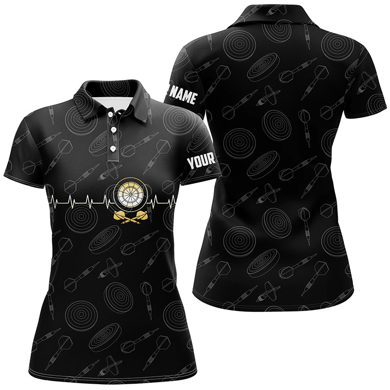 Darts Board Heart Beat Black Darts Pattern Polo Shirts Custom Darts Jersey For Women LDT0438