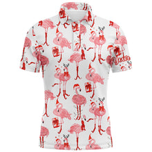 Load image into Gallery viewer, Tropical Winter Watercolor Flamingos Mens Golf Polo Shirt Christmas Golf Shirts For Men LDT0758