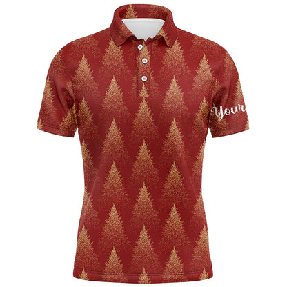 Christmas Trees Seamless Red Golf Mens Polo Shirts Winter Custom Golf Shirts For Men Golf Gifts LDT0760