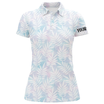 Watercolor Colorful Leaves Womens Golf Polo Shirt Rainbow Tropical Custom Golf Tops For Women LDT0985