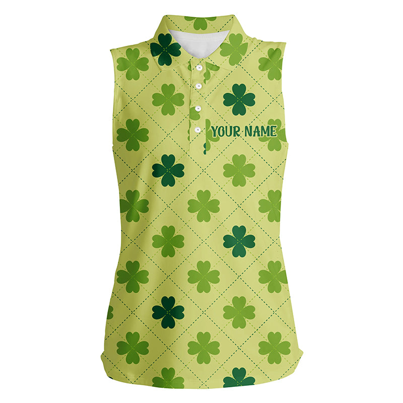 Womens Sleeveless Polo Shirt Vintage Green Clover St Patrick Day Golf Shirts For Women Golf Gifts LDT0986