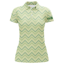 Load image into Gallery viewer, Light Green Zigzag Womens Golf Shirt Vintage St Patrick Day Golf Shirt Customized Golf Tops LDT0987