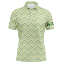 Load image into Gallery viewer, Light Green Zigzag Mens Golf Polo Shirt Vintage St Patrick Day Golf Shirt Customized Mens Golf Tops LDT0987