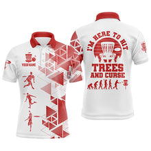 Load image into Gallery viewer, Personalized Mens Red &amp; White Disc Golf Polo Shirts, Evolution Disc Golf Shirts For Men LDT0199