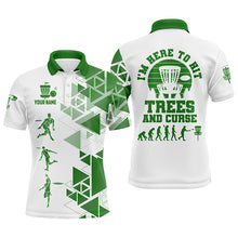 Load image into Gallery viewer, Personalized Mens Green &amp; White Disc Golf Polo Shirts, Evolution Disc Golf Shirts For Men LDT0200