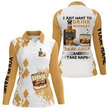 Load image into Gallery viewer, I Just Want To Drink Whiskey Golf Polo Shirts Customized Yellow Argyle Golf Shirts For Women LDT0790