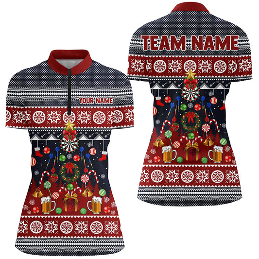 Personalized Christmas Darts Quarter Zip Shirt Custom Darts Shirt For Women Darts Jersey LDT0795