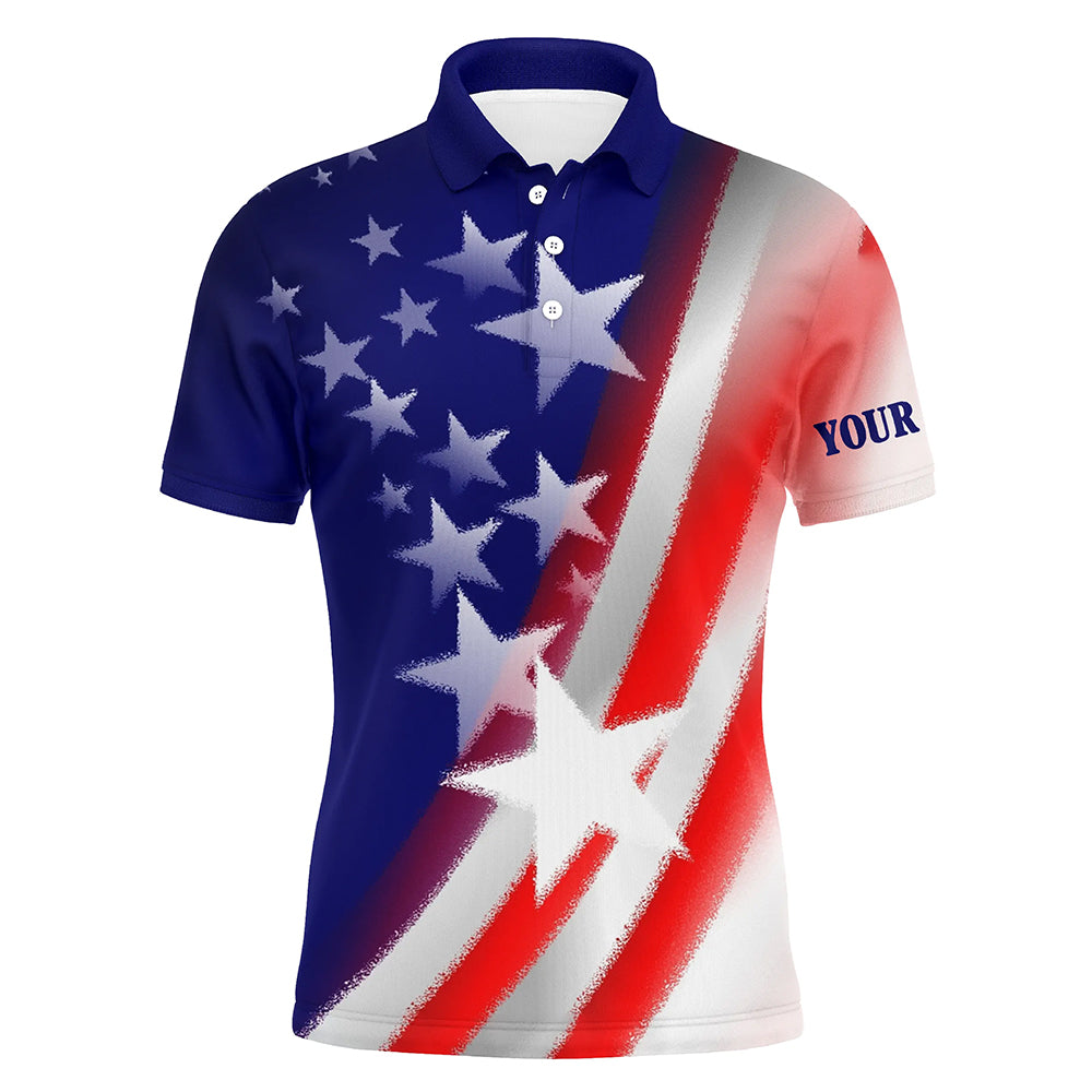 American Flag All Over Printed Mens Golf Polo Shirts Custom Patriotic Golf Shirts For Men Golf Gifts LDT1434