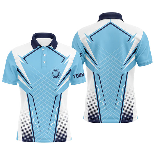 Blue White Personalized Mens Golf Polo Shirt Custom Name Golf Shirts For Men Golfing Gifts LDT1436