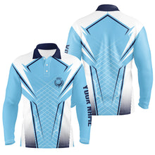 Load image into Gallery viewer, Blue White Personalized Mens Golf Polo Shirt Custom Name Golf Shirts For Men Golfing Gifts LDT1436