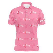 Load image into Gallery viewer, Be Strong Pink Ribbon Breast Cancer Awareness Mens Golf Polo Shirts Cute Golf Gifts For Men LDT0502
