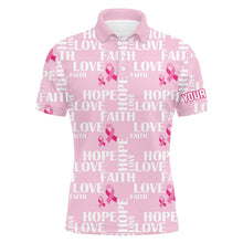 Load image into Gallery viewer, Pink Ribbon Faith Love Hope Breast Cancer Awareness Mens Golf Polo Shirts Golf Shirts For Men LDT0503