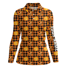 Load image into Gallery viewer, Halloween Pumpkin Seamless Orange Golf Polo Shirts Custom Golf Shirts For Women Golf Gifts LDT0504