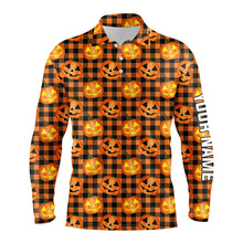 Load image into Gallery viewer, Halloween Pumpkin Seamless Orange Mens Golf Polo Shirts Custom Golf Shirts For Men Golf Gifts LDT0504