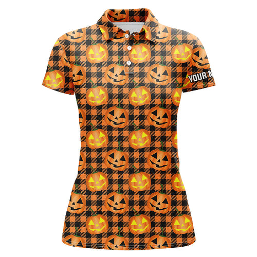 Halloween Pumpkin Seamless Orange Golf Polo Shirts Custom Golf Shirts For Women Golf Gifts LDT0504
