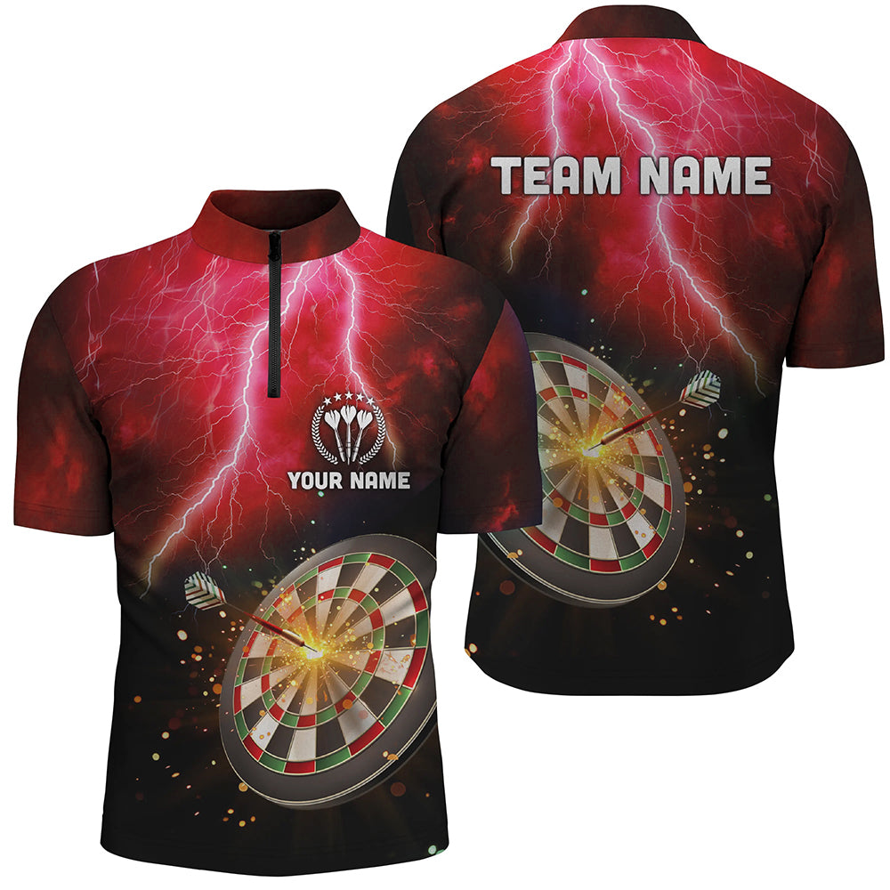 Personalized Thunder Lightning Red Darts Quarter-Zip Shirt Custom Dart Jerseys For Men LDT1235