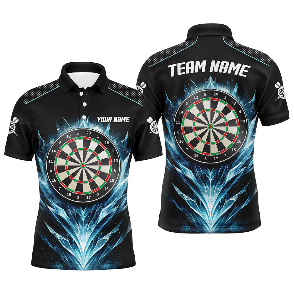 Icy Blue Black Dartboard Mens Darts Polo Shirt Custom Darts Shirt For Men Dart Jerseys LDT1240