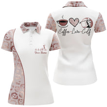 Load image into Gallery viewer, Pink Leopard Heartbeat Women Golf Polo Shirts Coffee Love Golf Custom Golf Tops For Ladies LDT0237