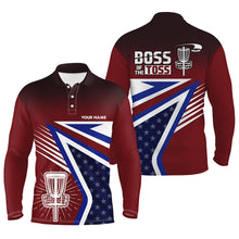 Load image into Gallery viewer, Boss Of The Toss American Flag Disc Golf Polos Custom Name Patriotic Golf Shirts For Men LDT0239