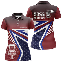 Load image into Gallery viewer, Boss Of The Toss American Flag Disc Golf Polos Custom Name Patriotic Golf Shirts For Women LDT0239