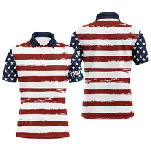 Load image into Gallery viewer, American Flag Patriotic All Over Print Mens Golf Polo Shirt Custom Retro Usa Golf Shirt For Men LDT0541