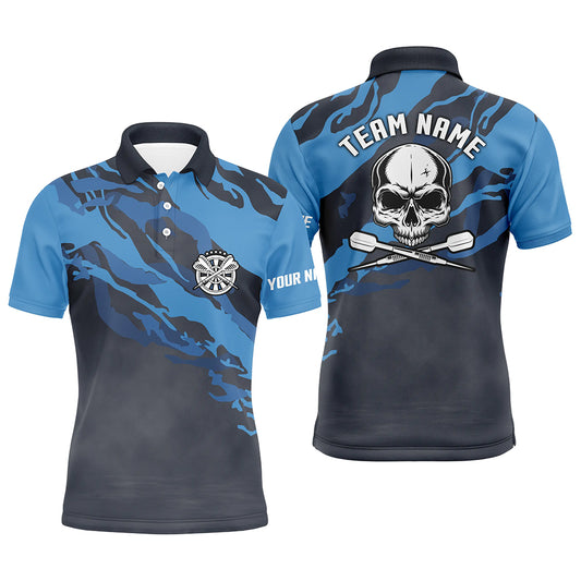 Personalized Blue Skull Darts Mens Polo Shirt Custom Darts Shirt For Men Dart Jerseys LDT1067
