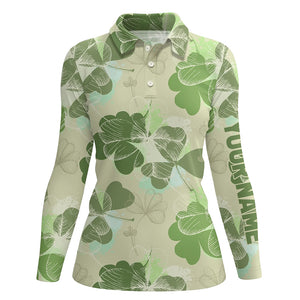 Vintage 3D Clover Leaf Patrick Day Golf Shirt Custom Golf Polo Shirts For Women Golfing Gifts LDT1264