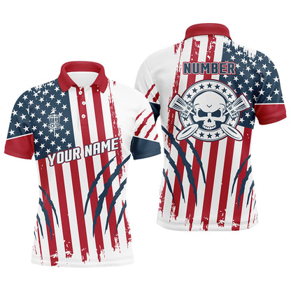 American Flag Scratches Custom Mens Disc Golf Polo Shirts Patriotic Disc Golf Gifts For Men LDT0281