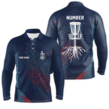 Load image into Gallery viewer, Blue Red Geometric Pattern Mens Disc Golf Polo Shirt Cool Golf Shirts For Men Golf Gifts LDT0596