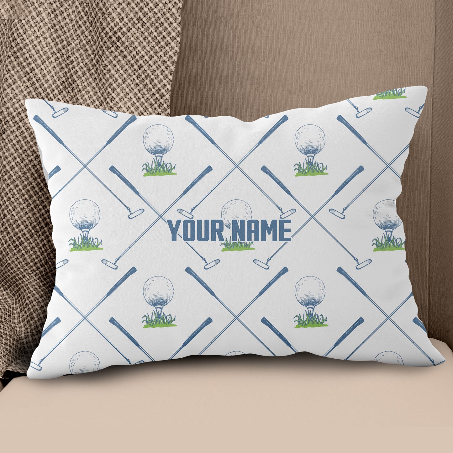 Golf Putter And Ball Custom Golf Throw Pillow Personalized Golfing Gifts LDT1094