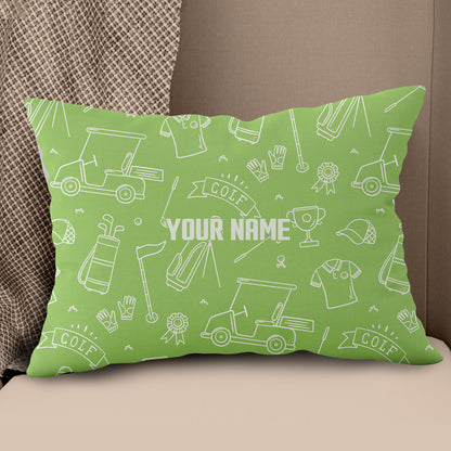 Green Golf Equipment Seamless Custom Name Pillow Personalized Golf Gifts LDT1097